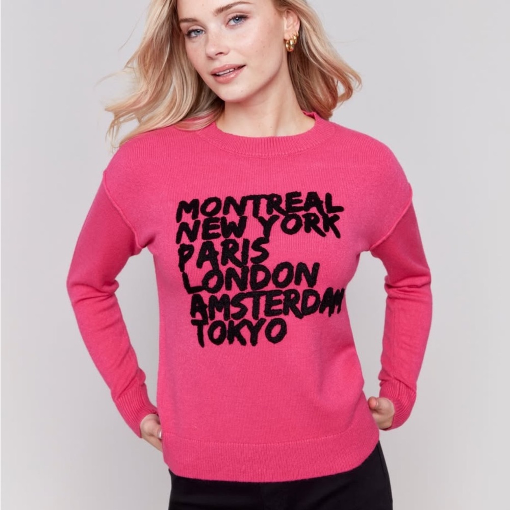CHARLIE B Pink City Graphic Sweater